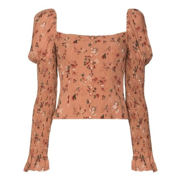 Reformation Augustine Floral Blouse In Pink - Picture 1 of 7